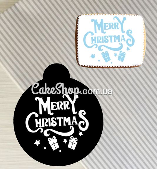 ⋗ Трафарет для тортів, пряників, кави Merry Christmas купити в Україні ➛ CakeShop.com.ua, фото