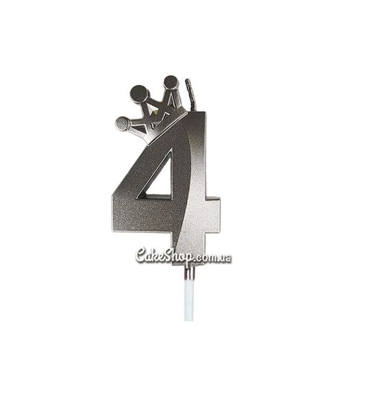 ⋗ Тортова свічка цифра з короною чорна - 4 купити в Україні ➛ CakeShop.com.ua, фото