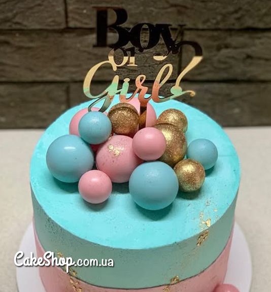 ⋗ Акриловий топпер DZ Boy or Girl золото купити в Україні ➛ CakeShop.com.ua, фото