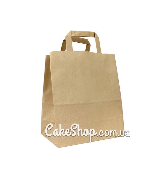 ⋗ Пакет паперовий з пласкими ручками Крафт, 23х12х28 см купити в Україні ➛ CakeShop.com.ua, фото