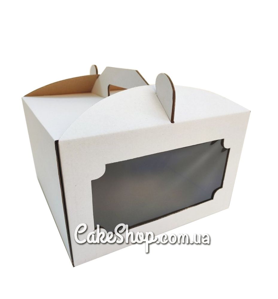 Коробка для торта с окошком Белая гофрокартон, 25х25х15см - фото