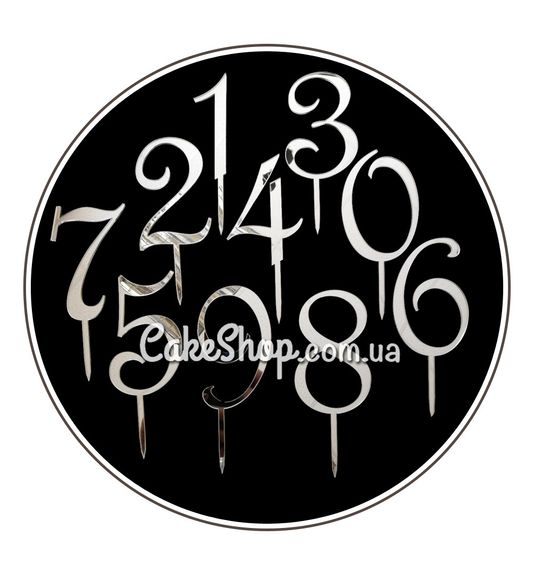 ⋗ Акриловий топпер DZ Цифра 1 срібло  купити в Україні ➛ CakeShop.com.ua, фото