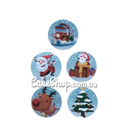 ⋗ Наклейка Новогодние голубые 2,5 см купить в Украине ➛ CakeShop.com.ua, фото