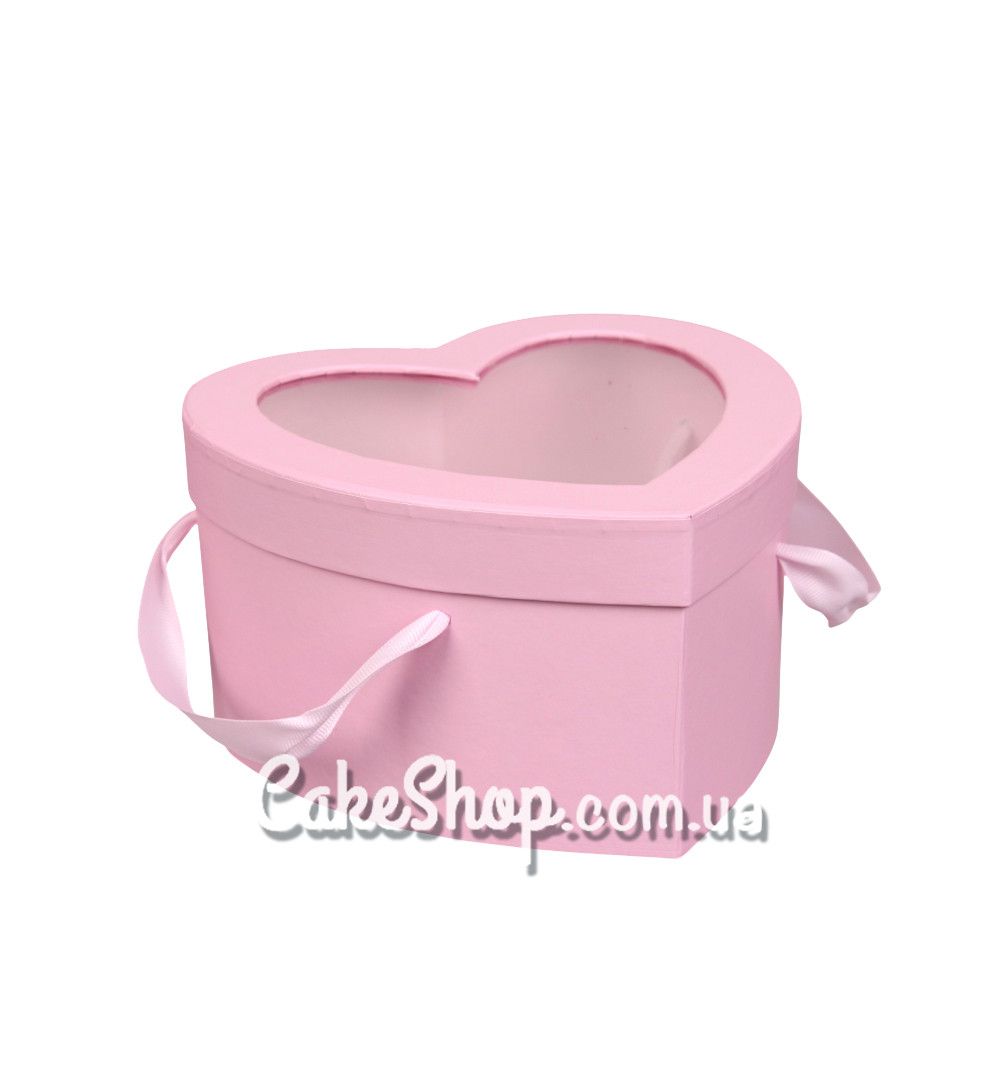 ⋗ Коробка Сердце с ручками, 26,4х25,4х12 см Розовая купить в Украине ➛ CakeShop.com.ua, фото