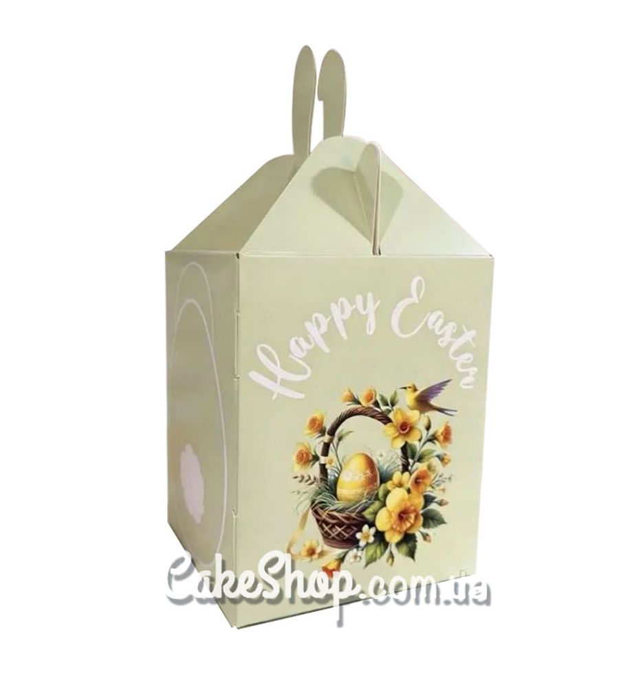 Коробка для пасхальных куличей 12х12х15 см, Ушки салатовые - фото