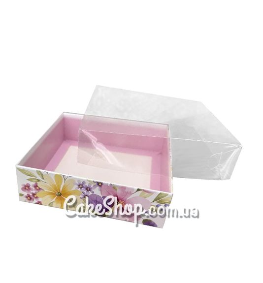 ⋗ Коробка для пряников с прозрачной крышкой Цветочная, 12х12х3,5 см купить в Украине ➛ CakeShop.com.ua, фото