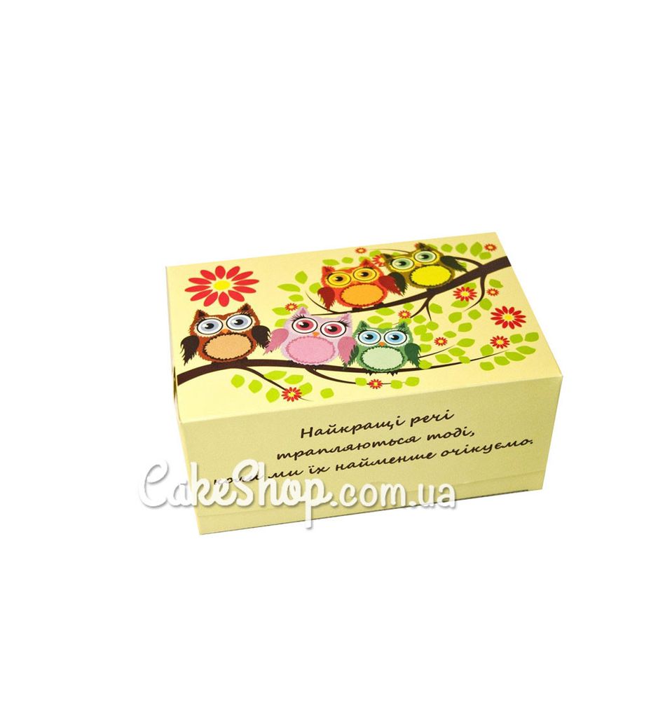 Коробка-контейнер для десертов Совушки лайм, 18х12х8 см - фото