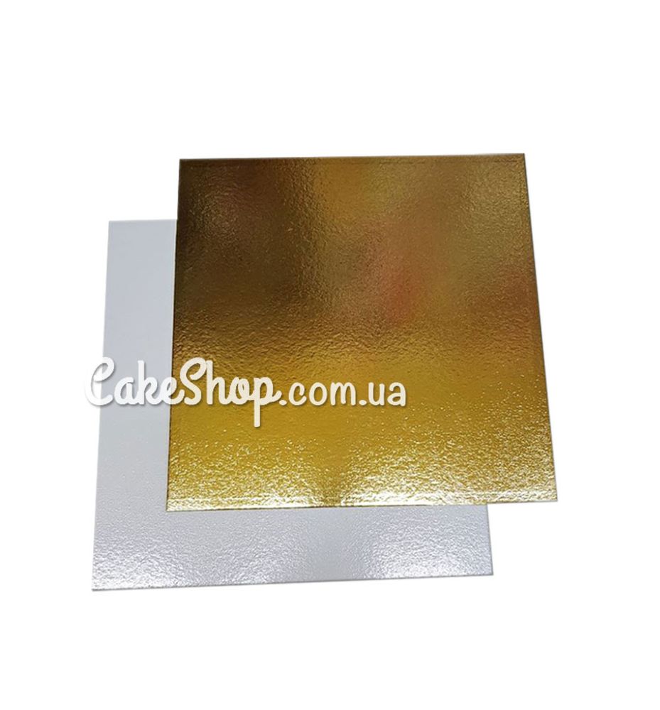 Подложка под торт квадратная 25х25 см Золото-Серебро - фото