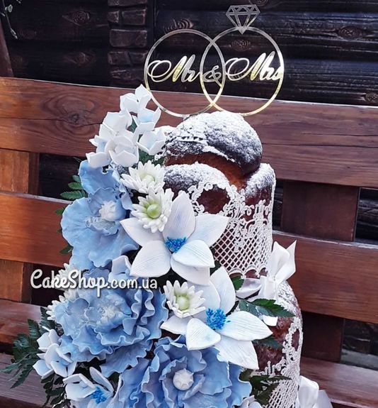 ⋗ Акриловый топпер DZ Обручальные кольца 2 золото купить в Украине ➛ CakeShop.com.ua, фото