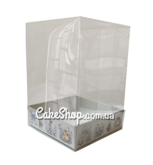 ⋗ Коробка с прозрачной крышкой Пасхальная голубая, 12х12х18 см купить в Украине ➛ CakeShop.com.ua, фото