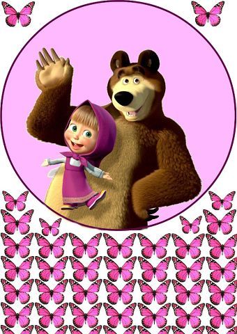 ⋗ Сахарная картинка Маша и Медведь 5 купить в Украине ➛ CakeShop.com.ua, фото
