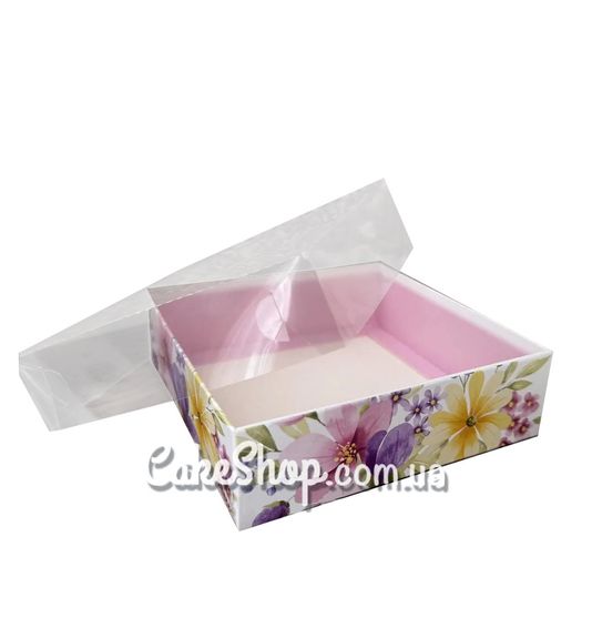 ⋗ Коробка для пряников с прозрачной крышкой Цветочная, 12х12х3,5 см купить в Украине ➛ CakeShop.com.ua, фото