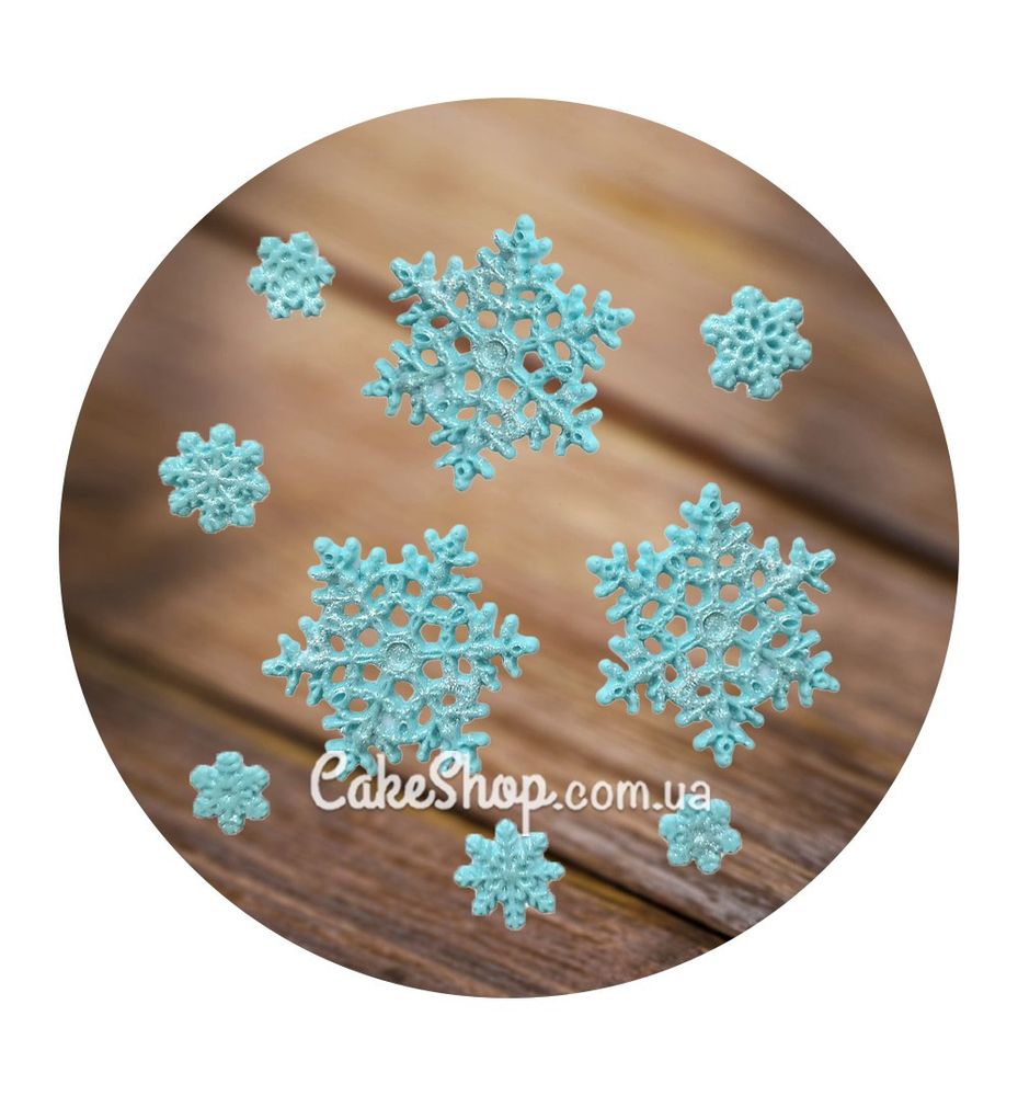 Сахарные фигурки Снежинки большие голубые ТМ Ириска - фото