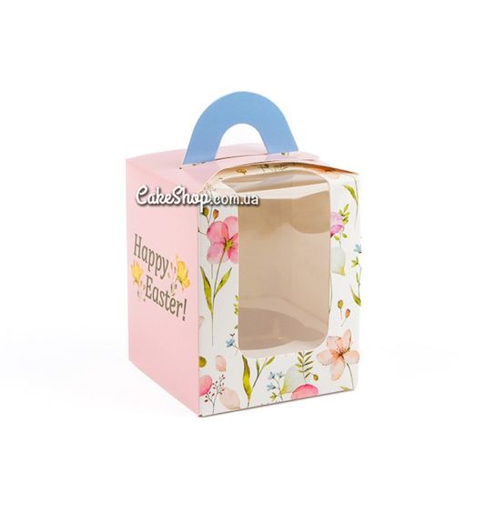 ⋗ удовольствиеКоробка для 1 кекса с ручкой Счастливой Пасхи, 8,2х8,2х10 см купить в Украине ➛ CakeShop.com.ua, фото