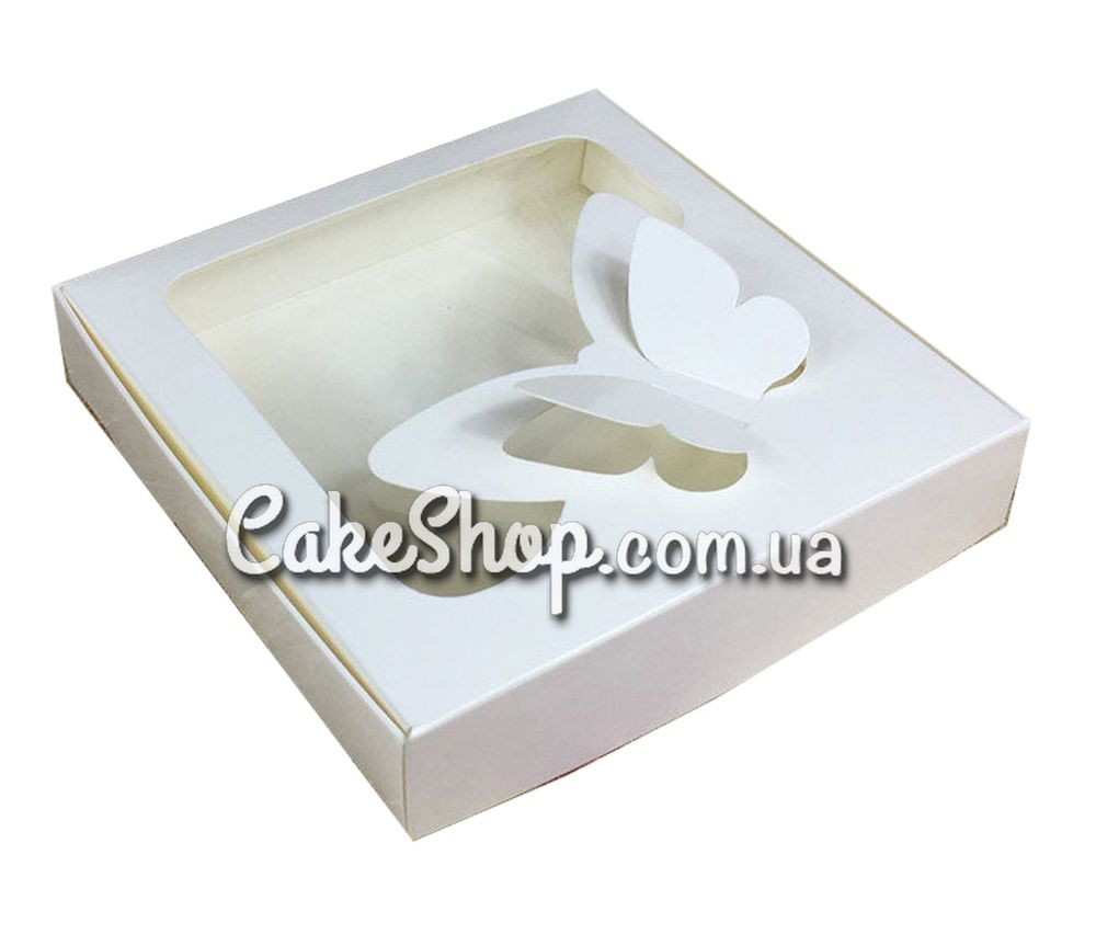 Коробка для пряників з метеликом Молочна, 15х15х3 см - фото