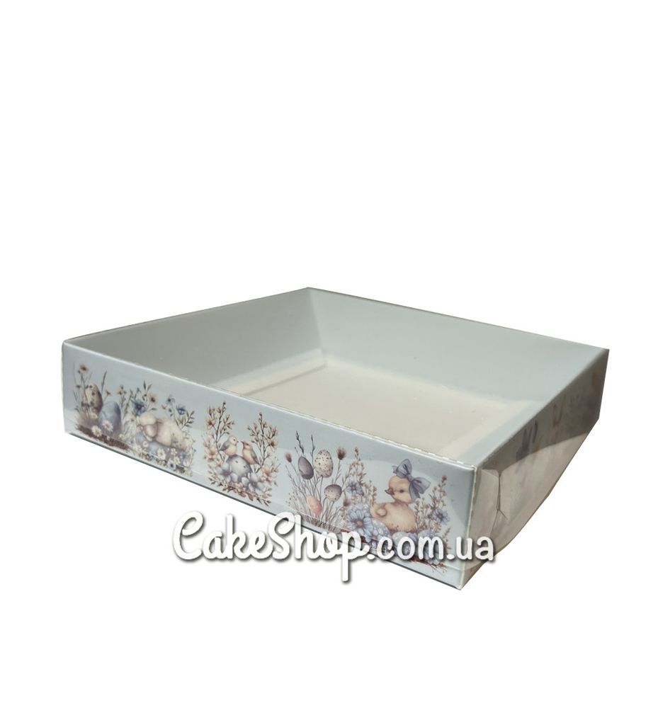 Коробка для коврижек с прозрачной крышкой Пасхальная голубая, 16х16х3,5 см - фото
