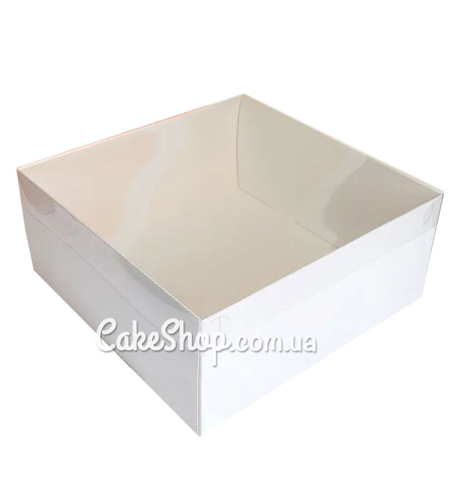 Коробка для торта с прозрачной крышкой Белая, 25х25х11 см - фото