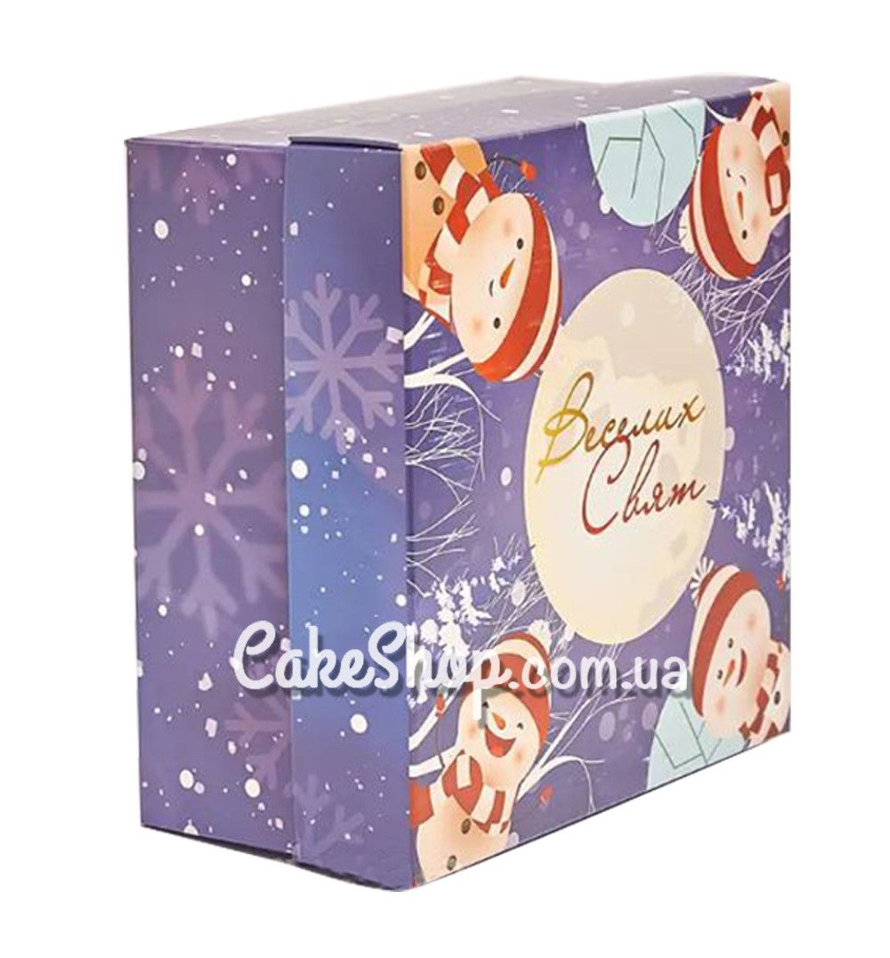 ⋗ Коробка для подарунків, десертів Новорічна, 19,5х19,5х9,7см купити в Україні ➛ CakeShop.com.ua, фото