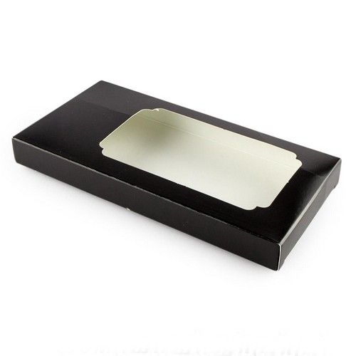 Коробка для шоколаду з вікном Чорна, 16х8х1,7 см - фото