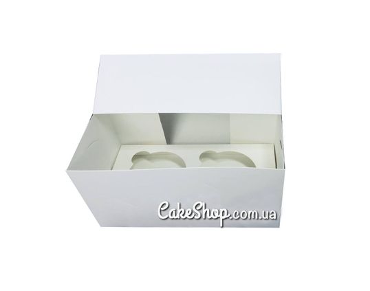 ⋗ Коробка на 2 кекса с бабочками Белая, 17х9х9 см купить в Украине ➛ CakeShop.com.ua, фото