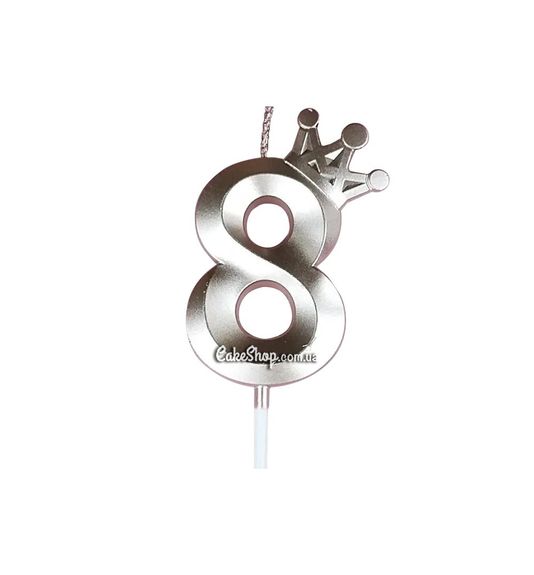 ⋗ Тортовая свеча цифра с короной розовое золото - 8 купить в Украине ➛ CakeShop.com.ua, фото
