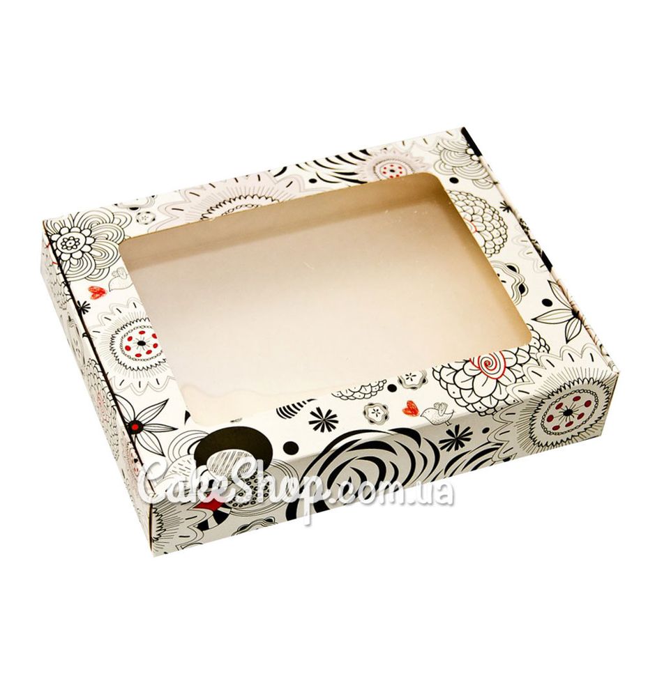 Коробка для пряників 192х148х40 мм, Абстракція чорно-біла - фото
