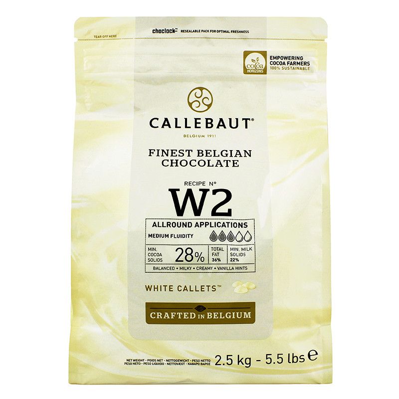 ⋗ Шоколад бельгийский Callebaut W2 белый 28% в дисках, 2,5кг купить в Украине ➛ CakeShop.com.ua, фото