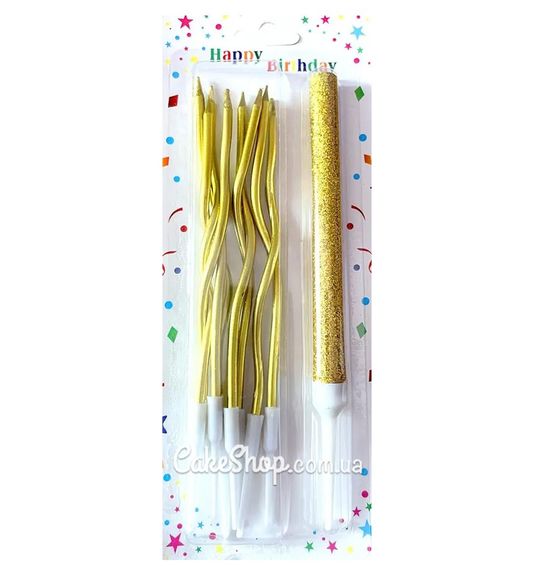 ⋗ Свічки тортові Коктейльні з феєрверком золото купити в Україні ➛ CakeShop.com.ua, фото