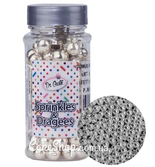 ⋗ Посипка цукрова DG Кульки срібні 10 мм, 90 г купити в Україні ➛ CakeShop.com.ua, фото