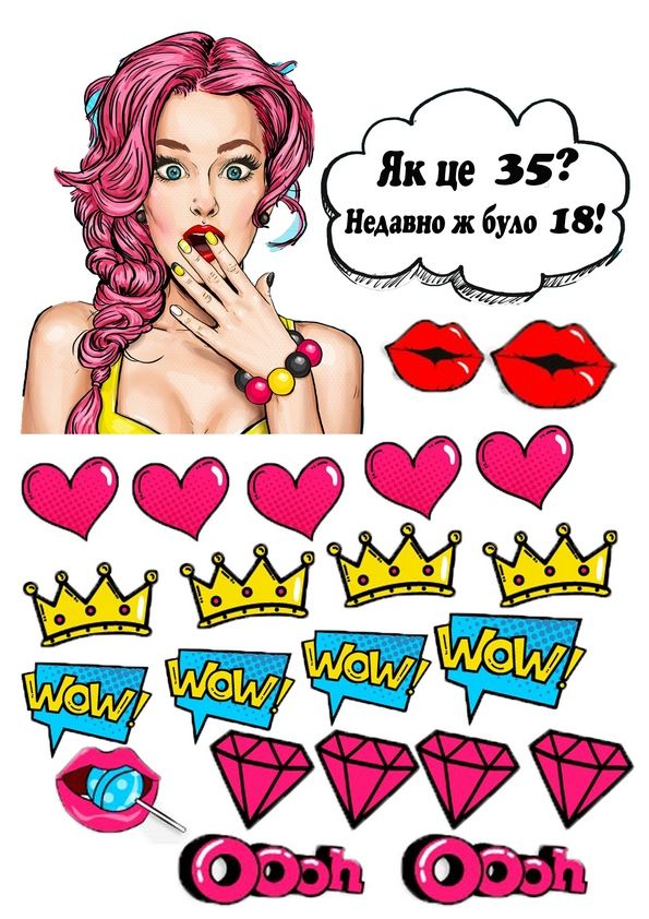 ⋗ Вафельна картинка Рисунок девушки 25 купити в Україні ➛ CakeShop.com.ua, фото