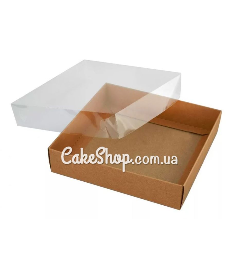 Коробка для пряників з прозорою кришкою Крафт, 16х16х3,5 см - фото