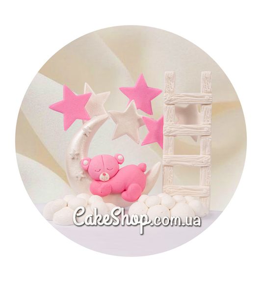 ⋗ Сахарные фигурки Мишка на луне розовый ТМ Ириска купить в Украине ➛ CakeShop.com.ua, фото