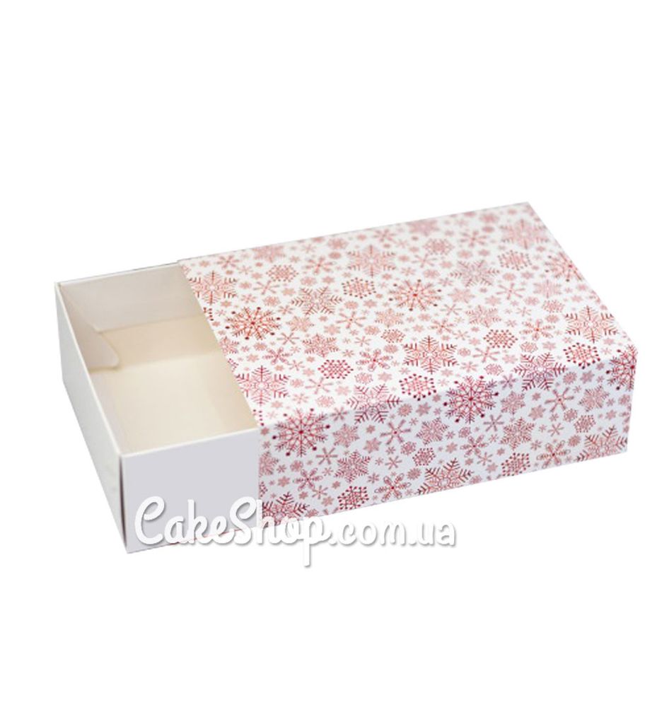Коробка на 12  макаронс, эклер и товаров Hand Made Снежинки, 11,5х15,5х5 см - фото