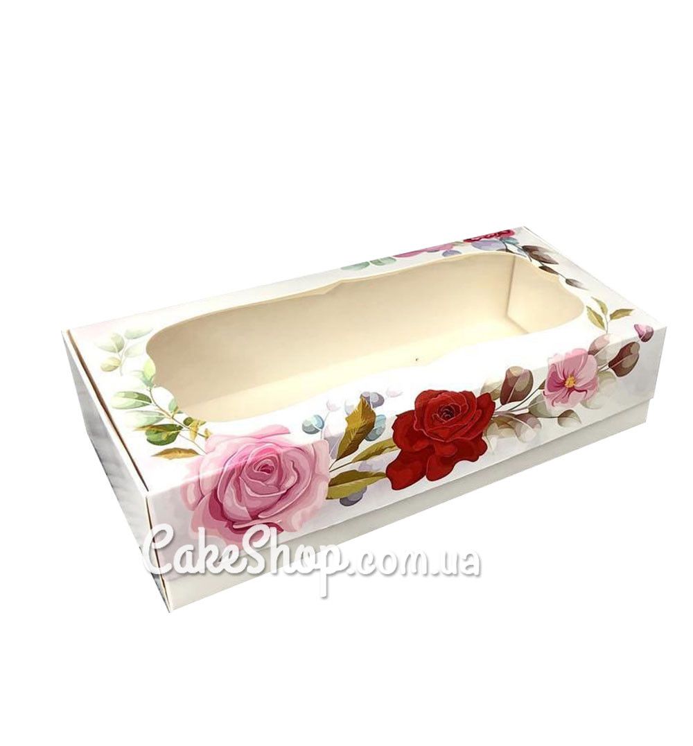 ⋗ Коробка на 12 макаронс з прозорим вікном Троянда, 20х10х5 см купити в Україні ➛ CakeShop.com.ua, фото