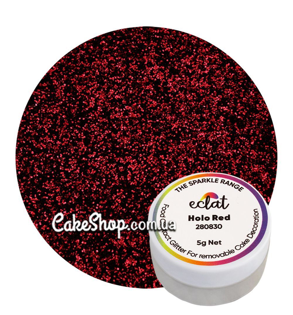 ⋗ Блискітки Eclat Holo Red, 5 г купити в Україні ➛ CakeShop.com.ua, фото