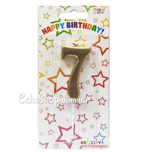 ⋗ Тортовая свеча цифра Металлизированная золото - 7 купить в Украине ➛ CakeShop.com.ua, фото