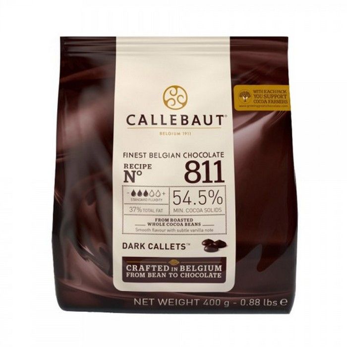 ⋗ Шоколад бельгийский Callebaut 811 чёрный 54,5% в дисках, 400г купить в Украине ➛ CakeShop.com.ua, фото