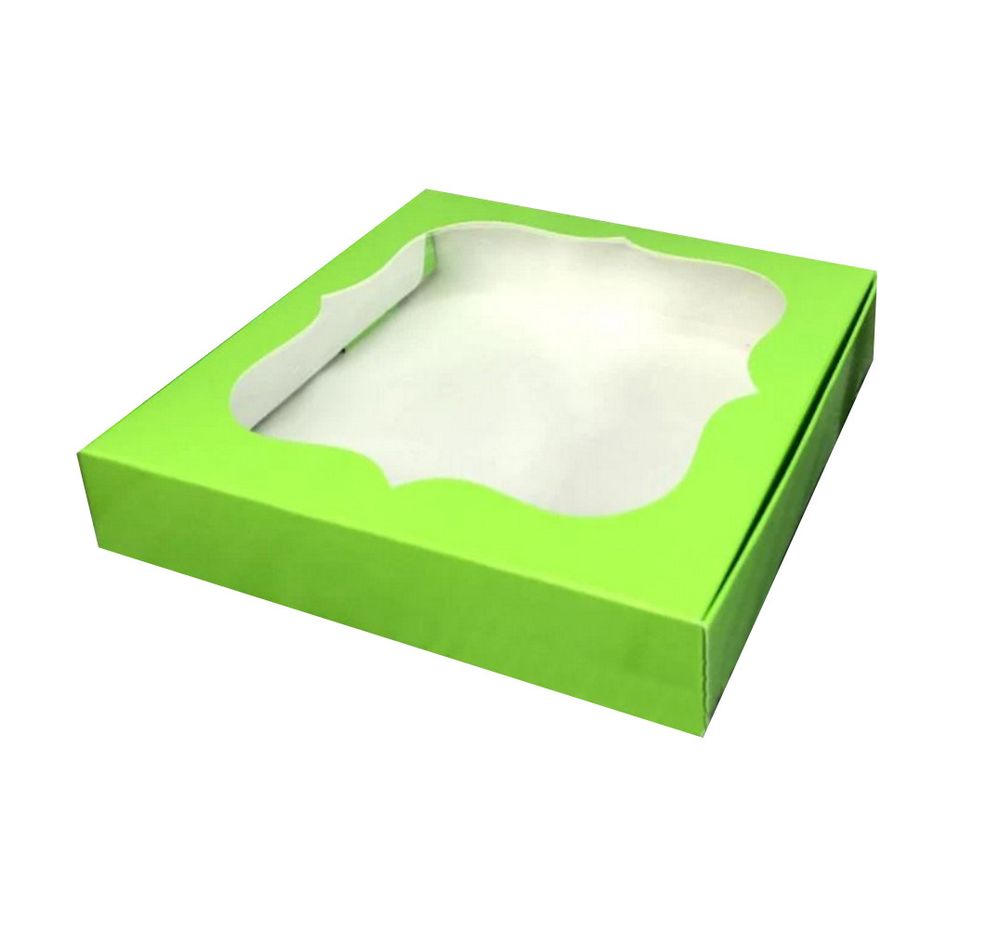 Коробка для пряников с фигурным окном Салатовая, 15х15х3см - фото