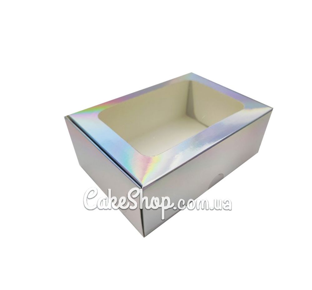 Коробка на 8 макаронс с прозрачным окном Голограмма, 14х10х5,5 см - фото