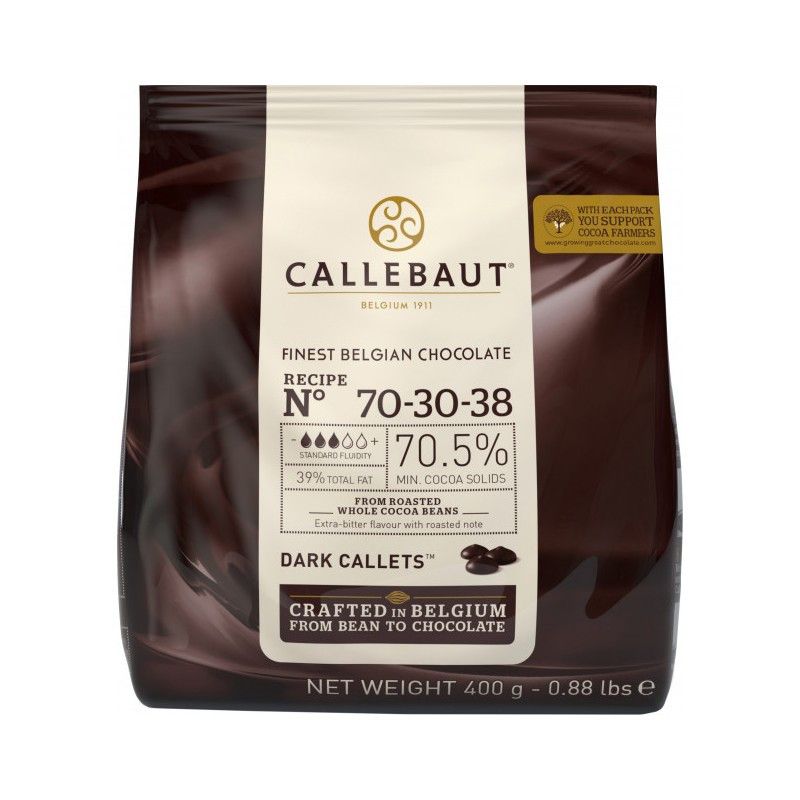 Шоколад бельгійський Callebaut 70-30-38 чорний 70,5% в дисках, 400г - фото