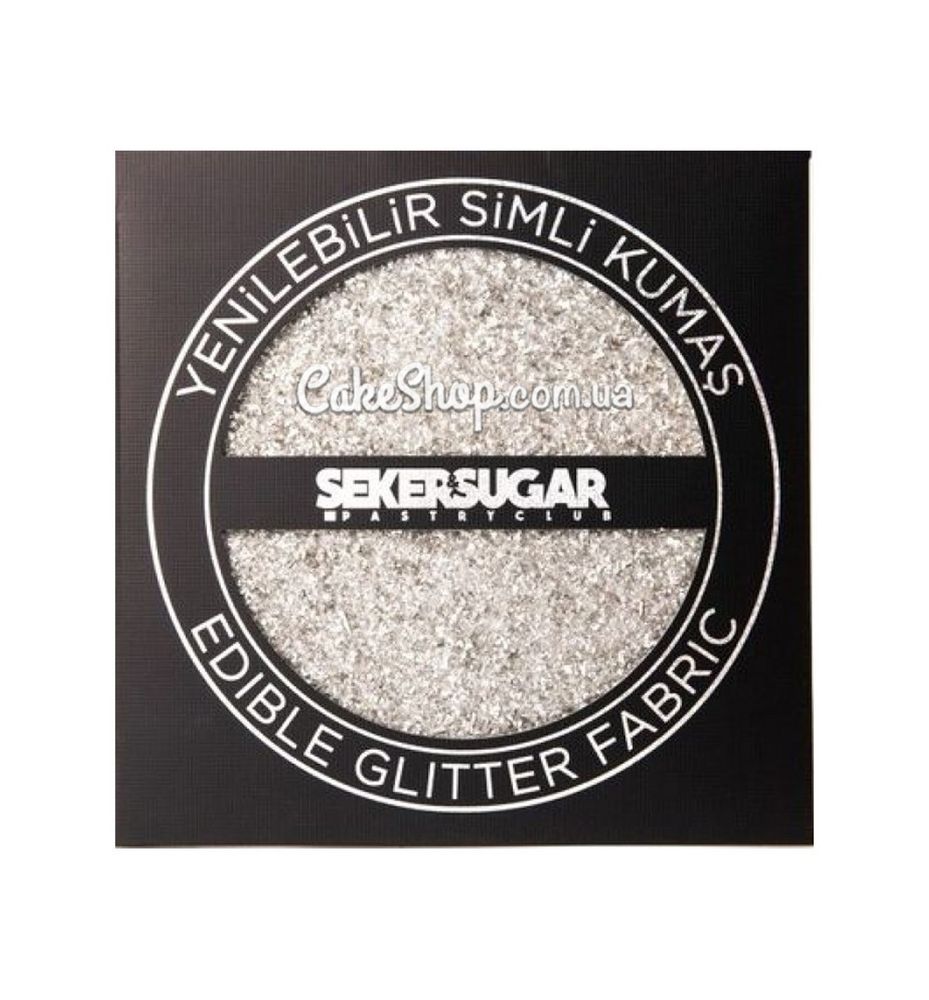 Глітерна тканина Sekersugar срібна 15х15 см - фото