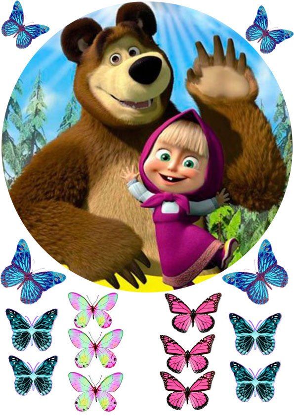 ⋗ Вафельная картинка Маша и Медведь 18 купить в Украине ➛ CakeShop.com.ua, фото
