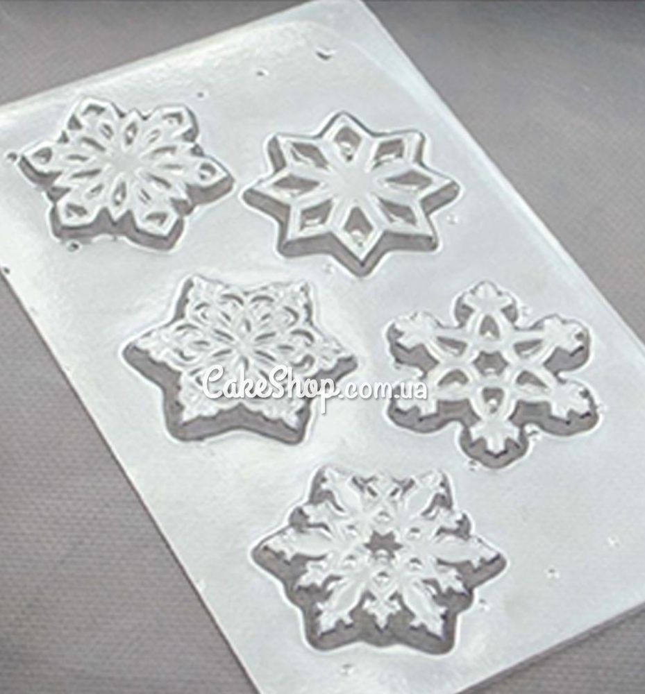 Пластиковая форма для шоколада Снежинки 8, микс №1 - фото