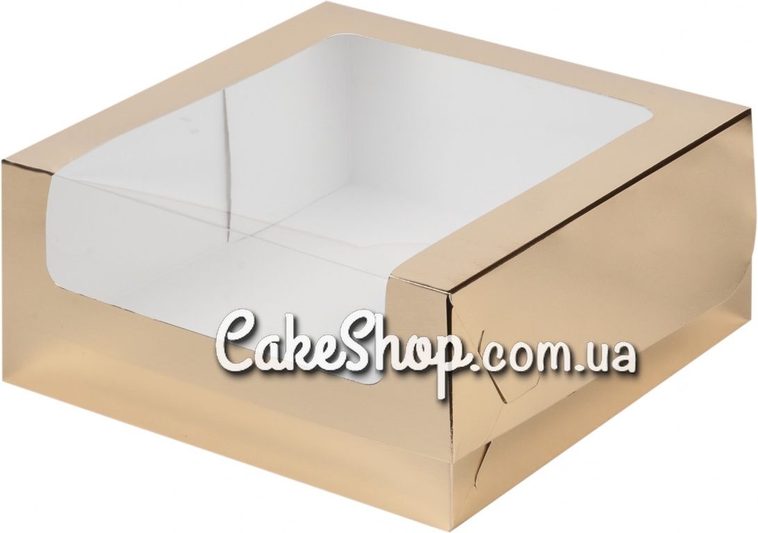 ⋗ Коробка для торта Золотая с окошком, 25х25х15см купить в Украине ➛ CakeShop.com.ua, фото