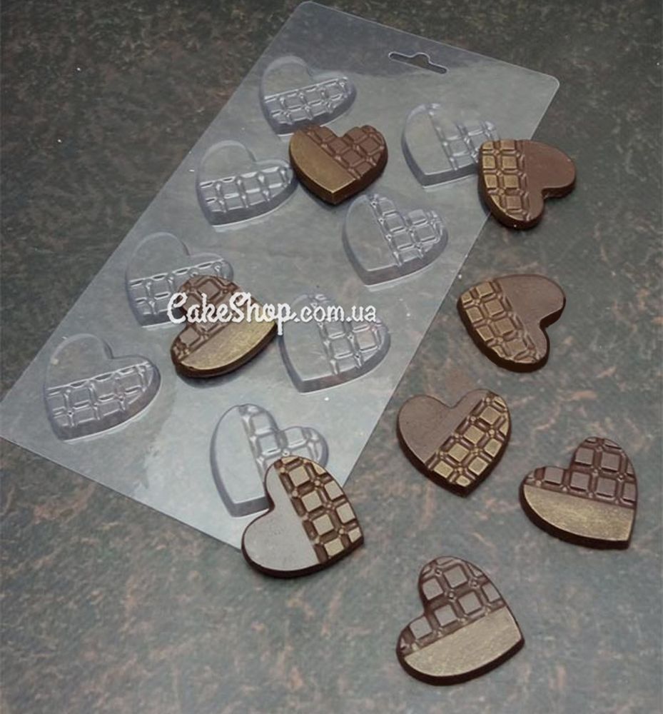 Пластиковая форма для шоколада Сердца - фото