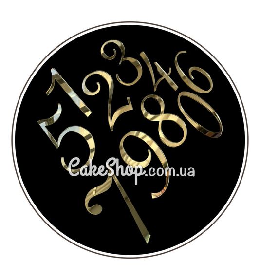 ⋗ Акриловий топпер DZ бічний цифра 3, золото купити в Україні ➛ CakeShop.com.ua, фото