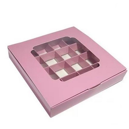 ⋗ Коробка на 16 конфет с окном Пыльная роза, 18,5х18,5 х 3 см купить в Украине ➛ CakeShop.com.ua, фото