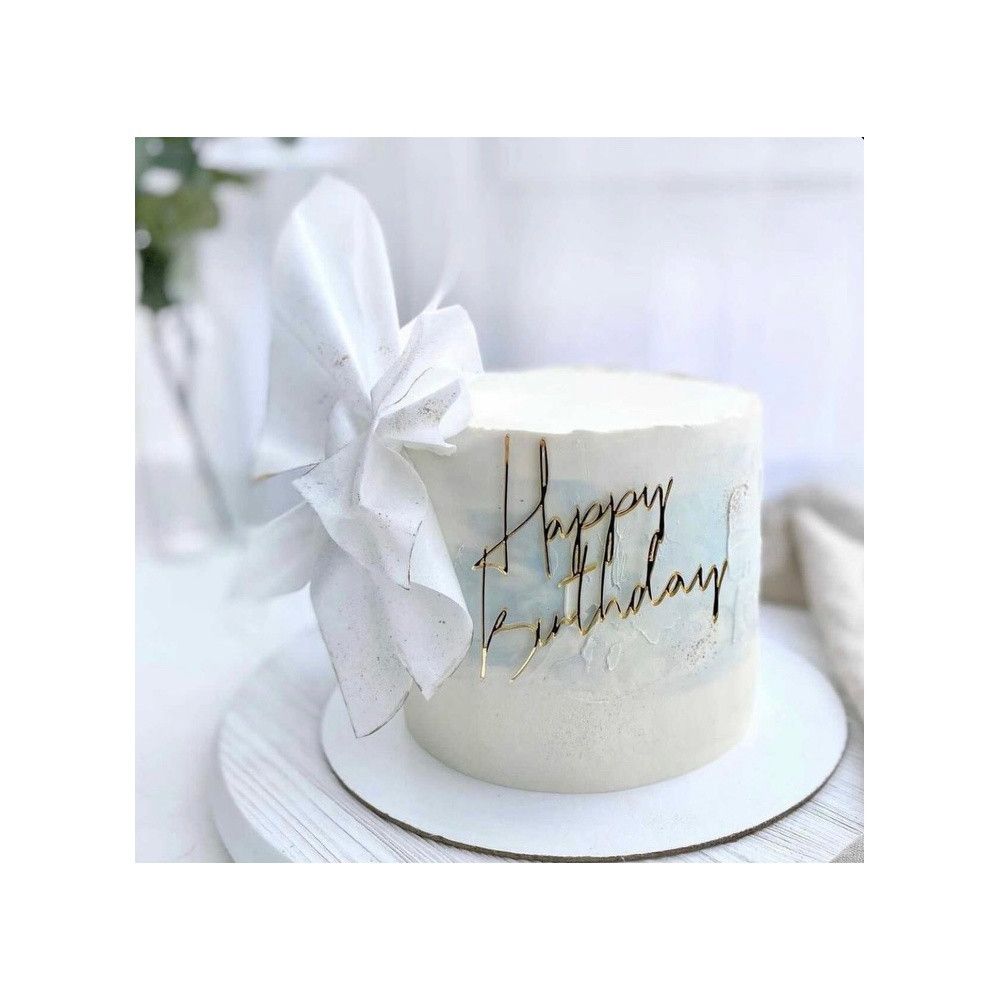 ⋗ Акриловый топпер DZ надпись Happy Birthday серебро купить в Украине ➛ CakeShop.com.ua, фото