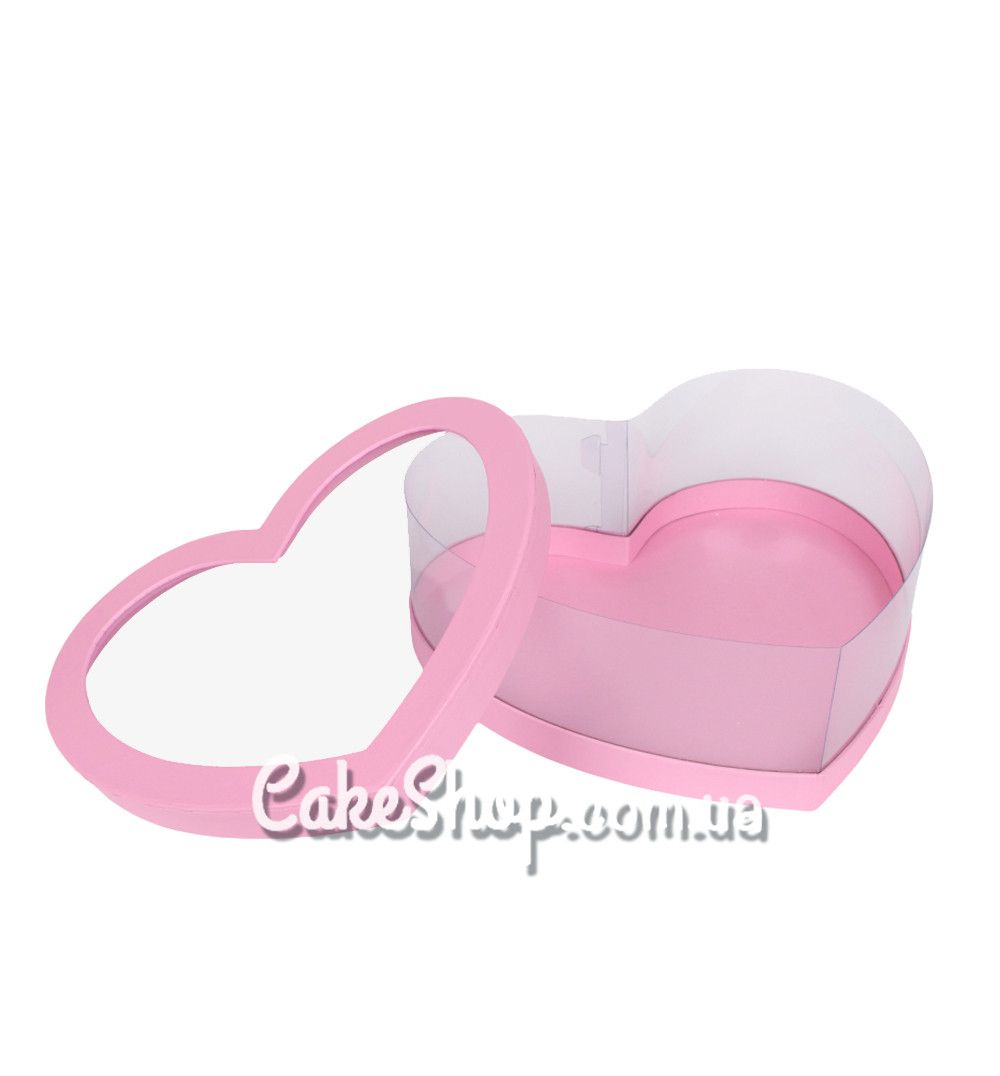 ⋗ Коробка  Серце рожева з вікном, 28х25,2х10,1 см купити в Україні ➛ CakeShop.com.ua, фото