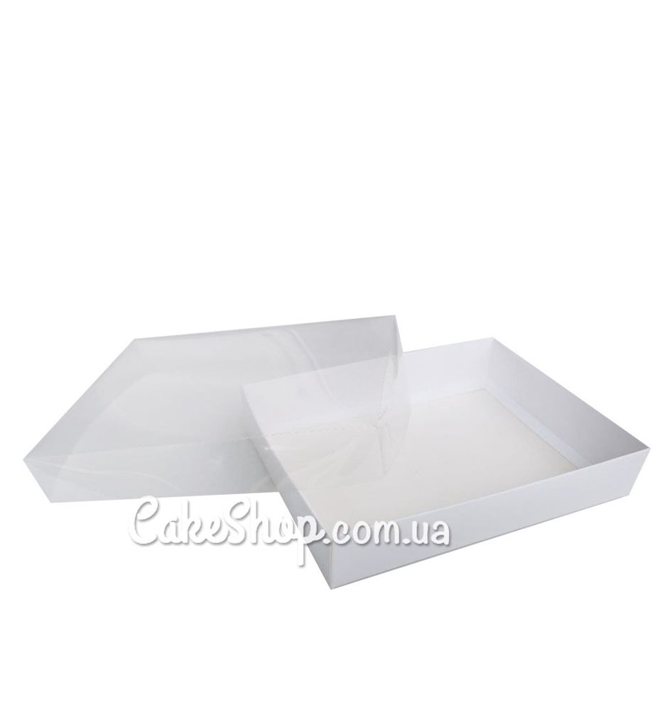 Коробка для пряников с прозрачной крышкой Белая, 20х15х3,5 см - фото